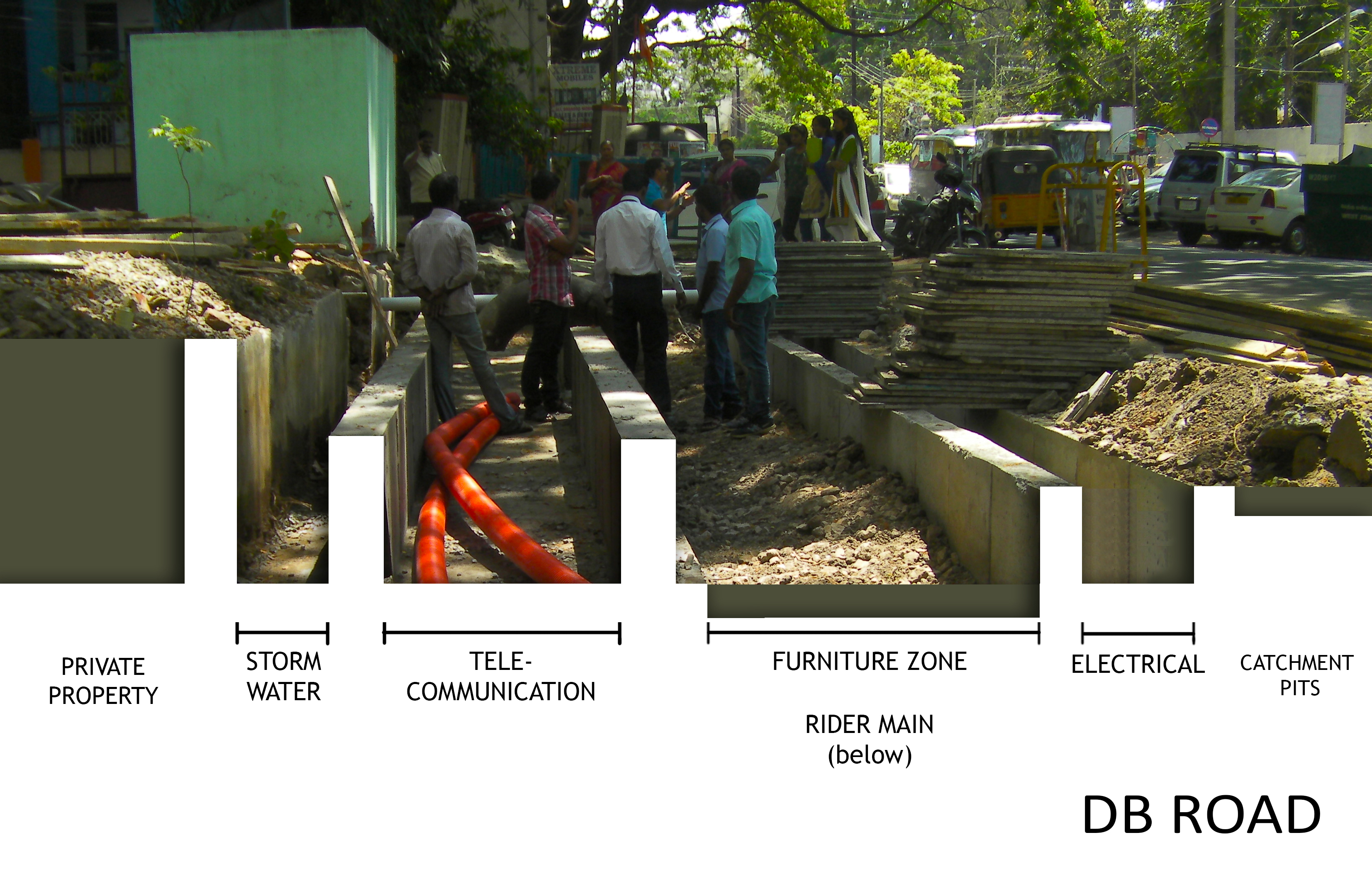 Picture showing a 10m pilot stretch on DB Road that is being constructed as part of the “Model Roads” initiative 