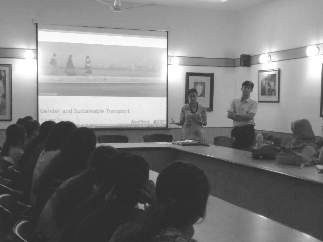 ITDP staff presenting the intersections of Gender and Transport